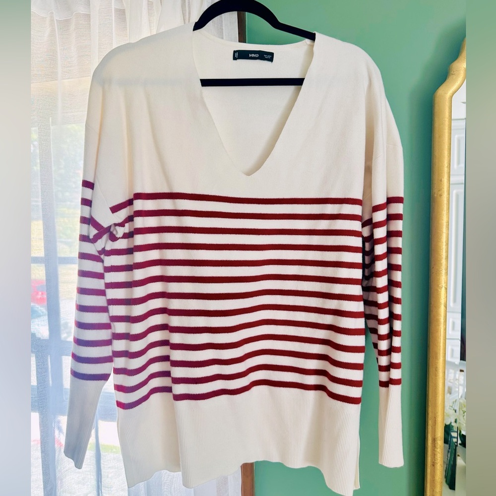 Mango maroon striped sweater
